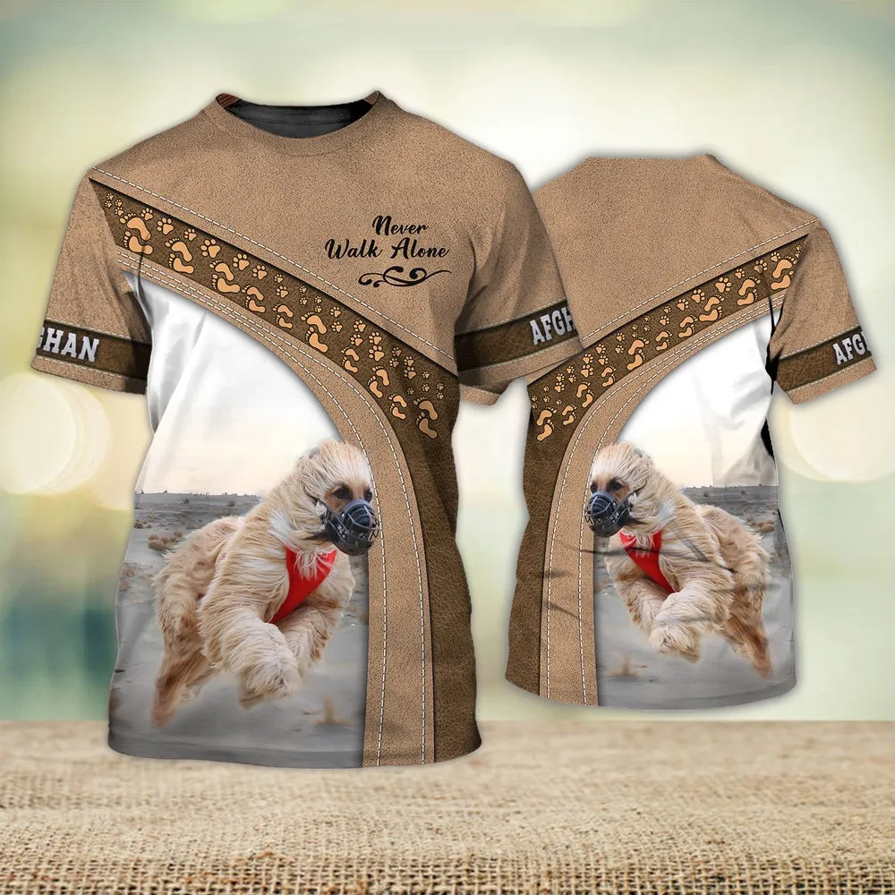 3D Dog T Shirts, Ghazal Never Walk Alone All Over Print T-Shirt, Gift For Pet Loves