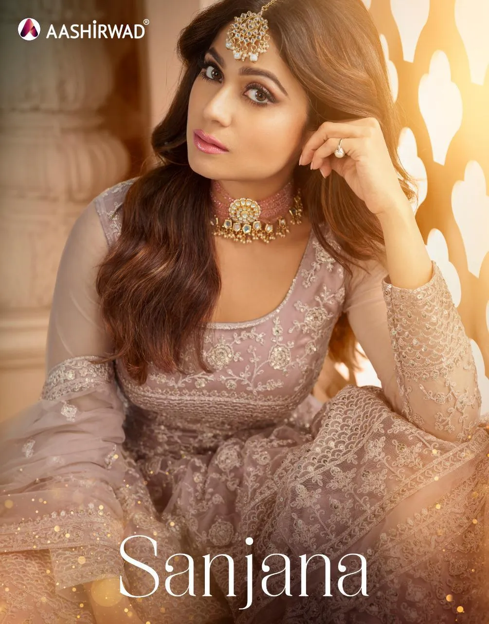 AASHIRWAD SANJANA 8396-8399 SERIES FULL STITCHED SUITS