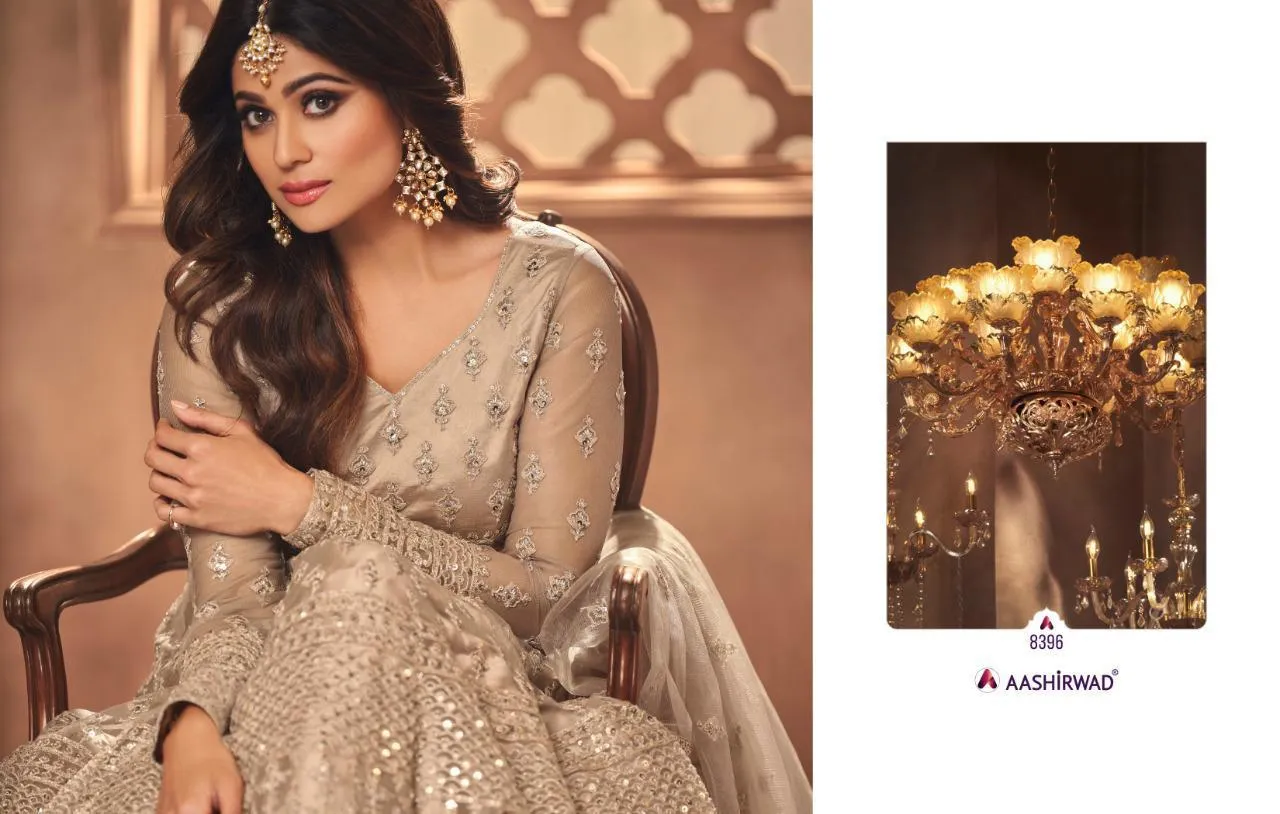 AASHIRWAD SANJANA 8396-8399 SERIES FULL STITCHED SUITS