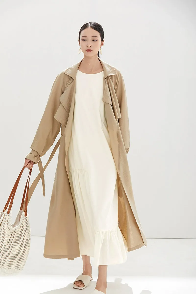 Belted Shawl Collar Trench Coat with Buckle Cuffs