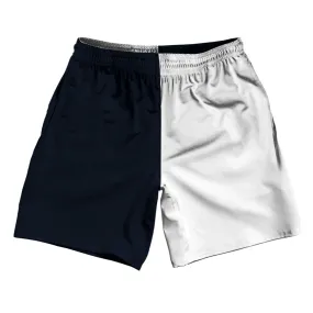 Blue Navy Almost Black And White Quad Color Athletic Running Fitness Exercise Shorts 7" Inseam Shorts Made In USA