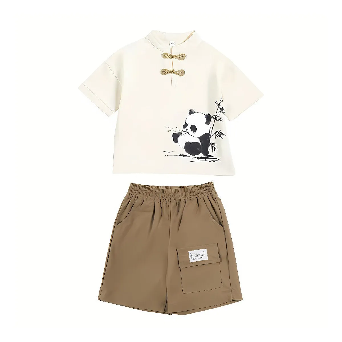 Boys Animal Print Clothing Panda Design Traditional Chinese Outfit
