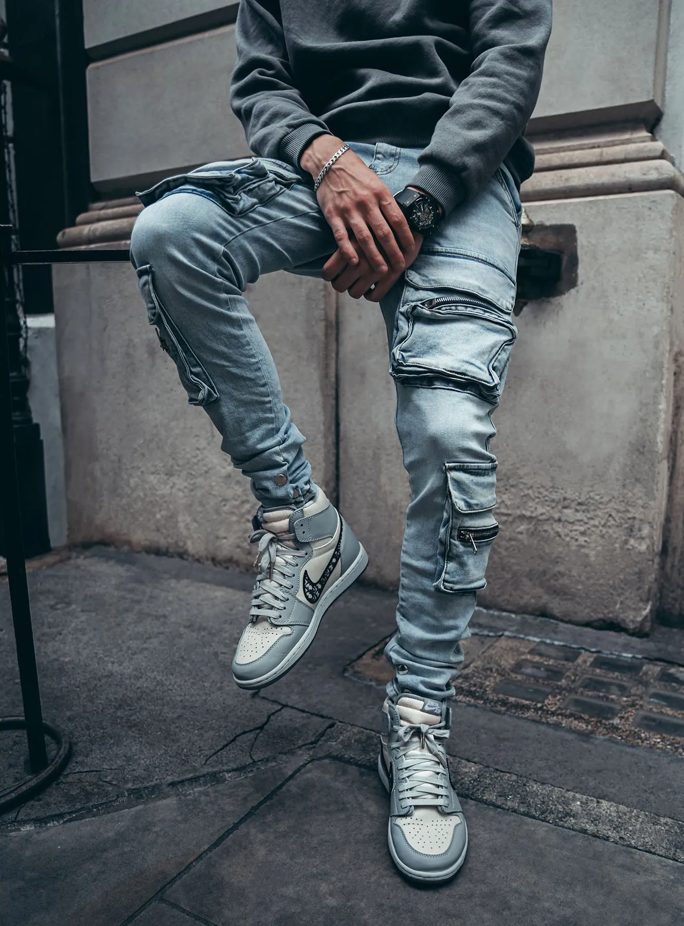 Cargo Jeans V3 in Light Blue