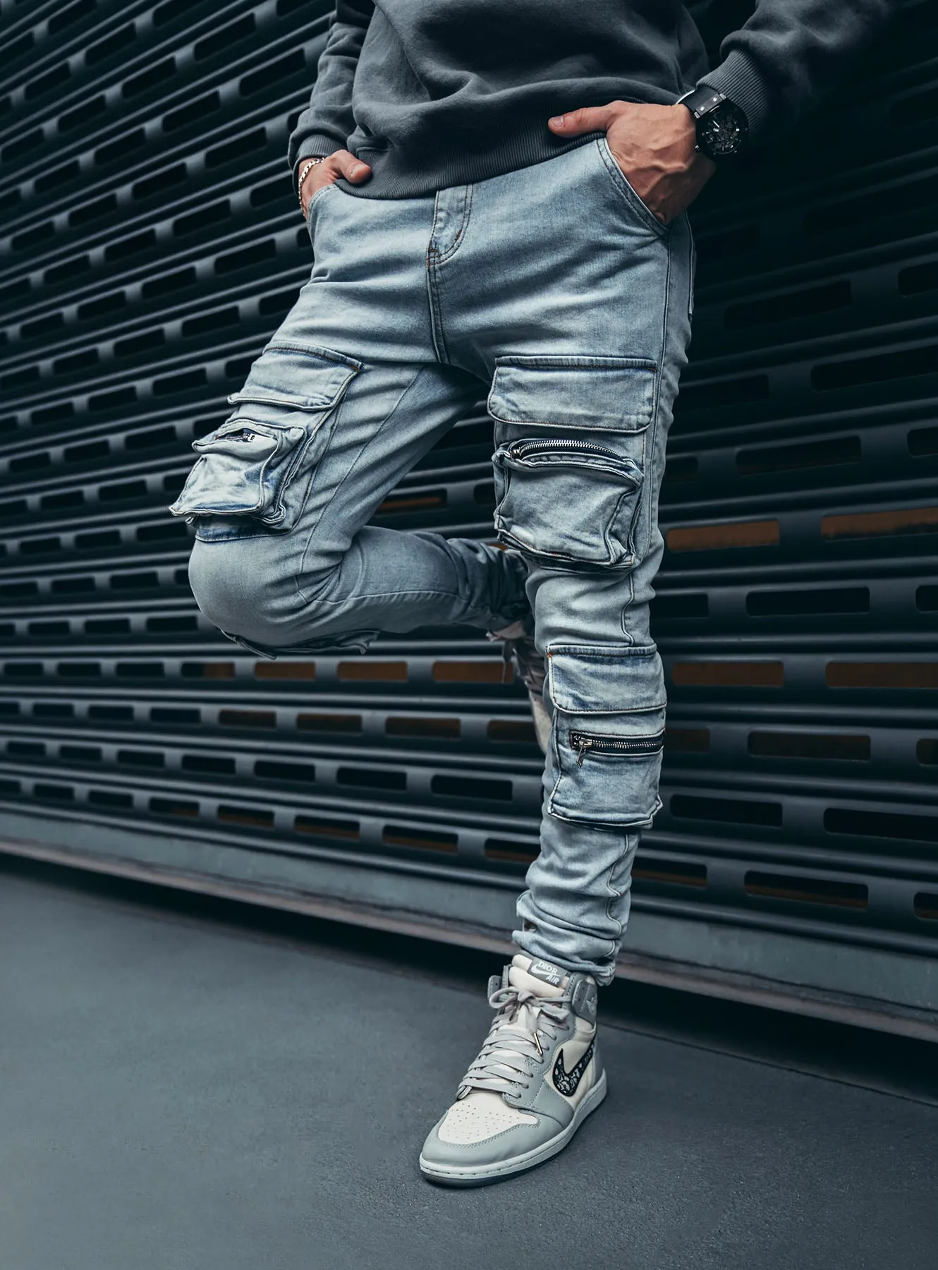 Cargo Jeans V3 in Light Blue