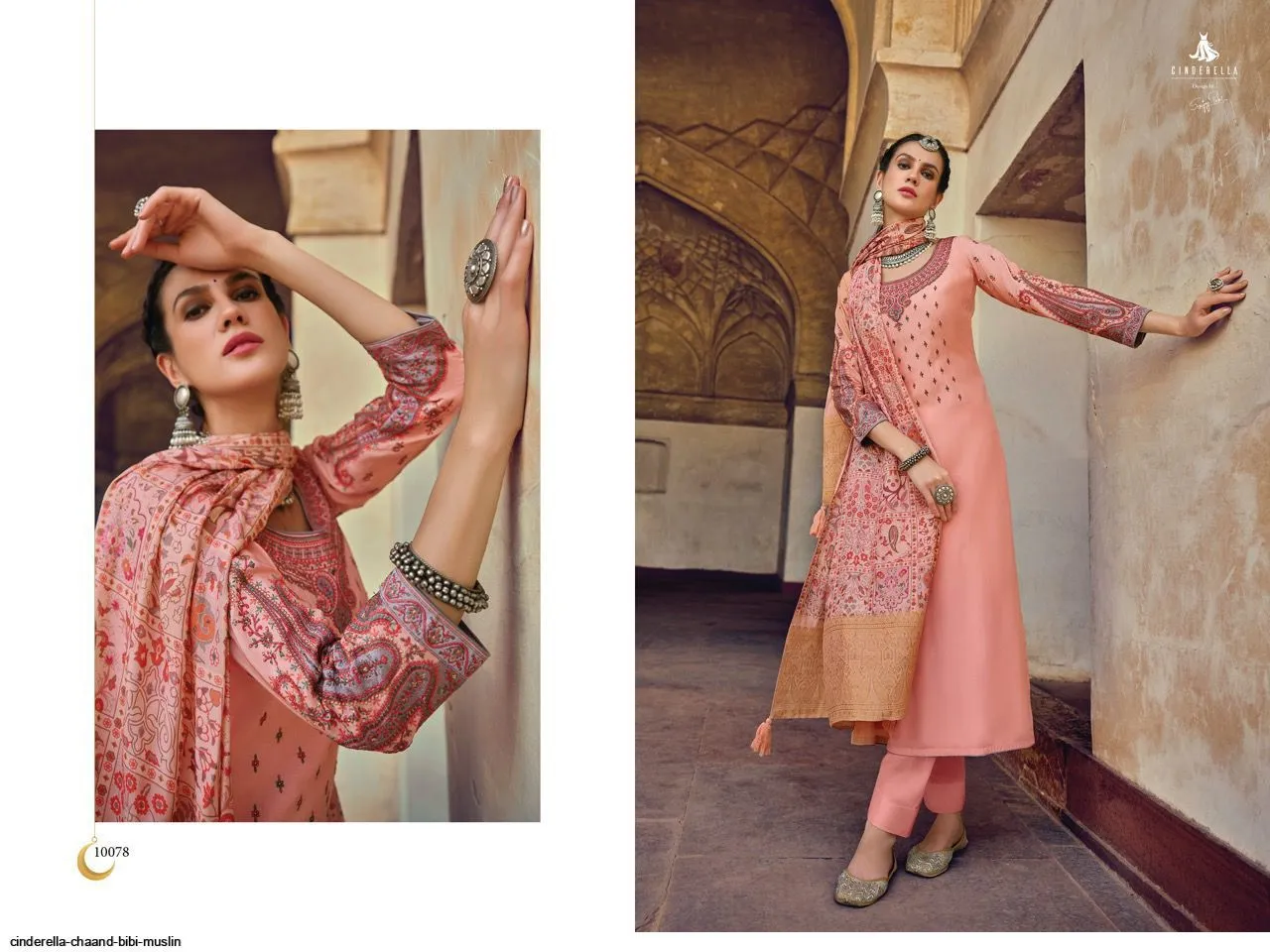 CINDERELLA CHAND BIBI MUSLIN WITH EMBROIDERY DESIGNER FANCY SUITS
