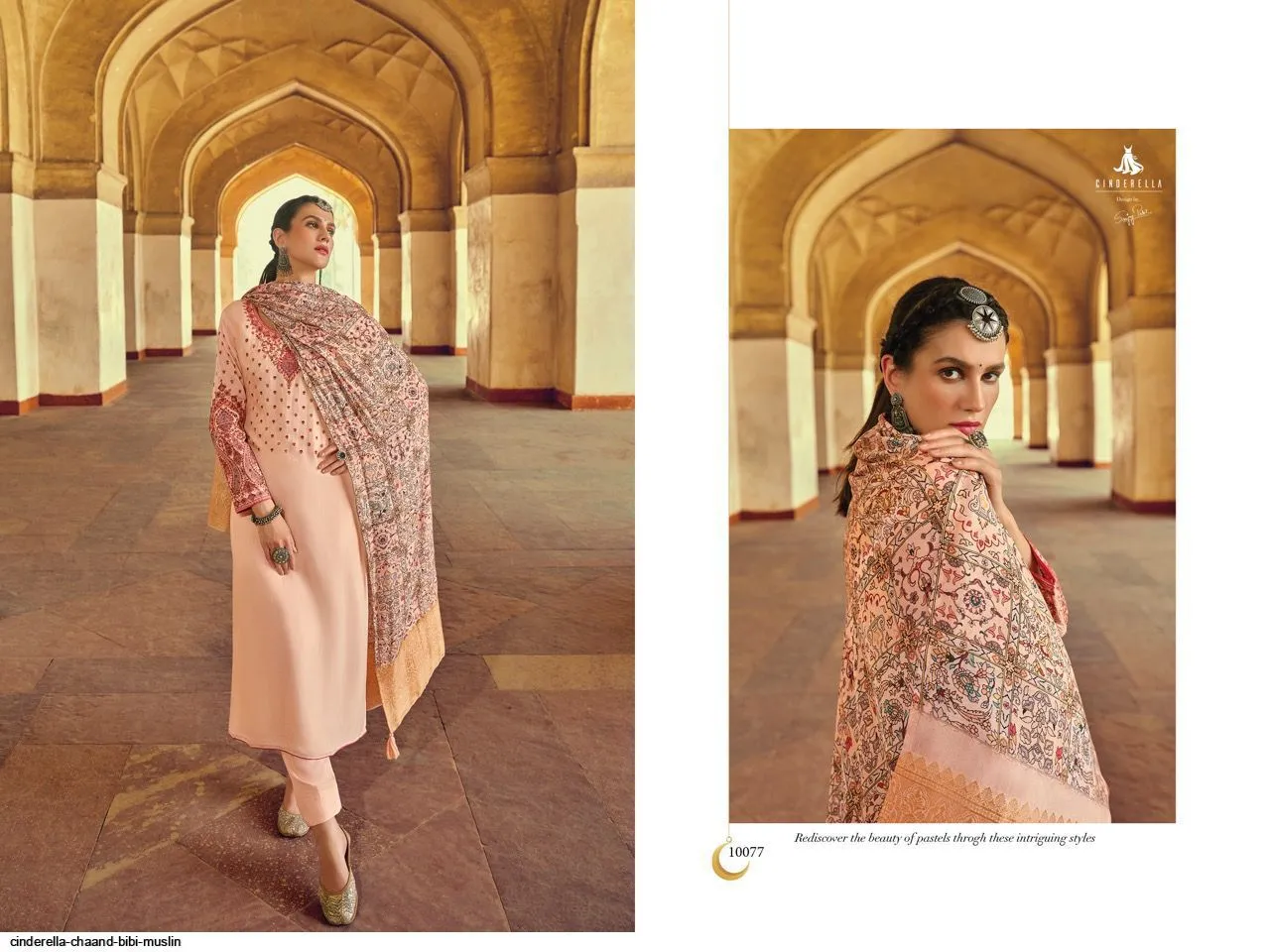 CINDERELLA CHAND BIBI MUSLIN WITH EMBROIDERY DESIGNER FANCY SUITS
