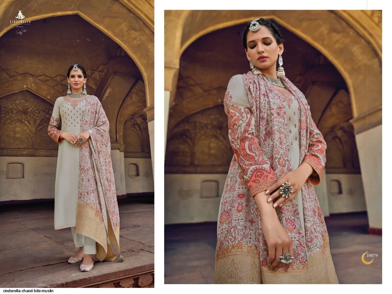 CINDERELLA CHAND BIBI MUSLIN WITH EMBROIDERY DESIGNER FANCY SUITS