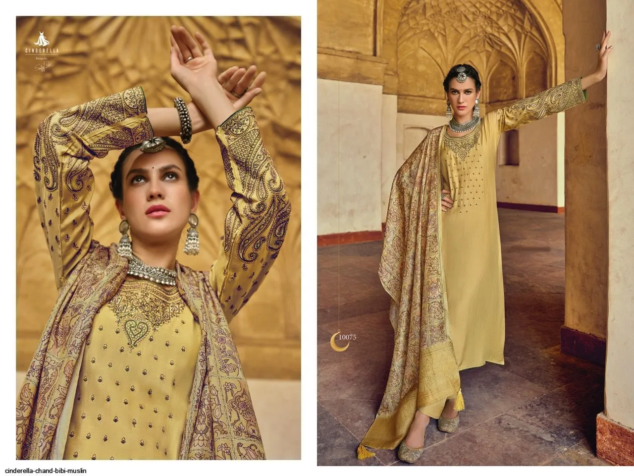 CINDERELLA CHAND BIBI MUSLIN WITH EMBROIDERY DESIGNER FANCY SUITS