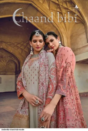 CINDERELLA CHAND BIBI MUSLIN WITH EMBROIDERY DESIGNER FANCY SUITS