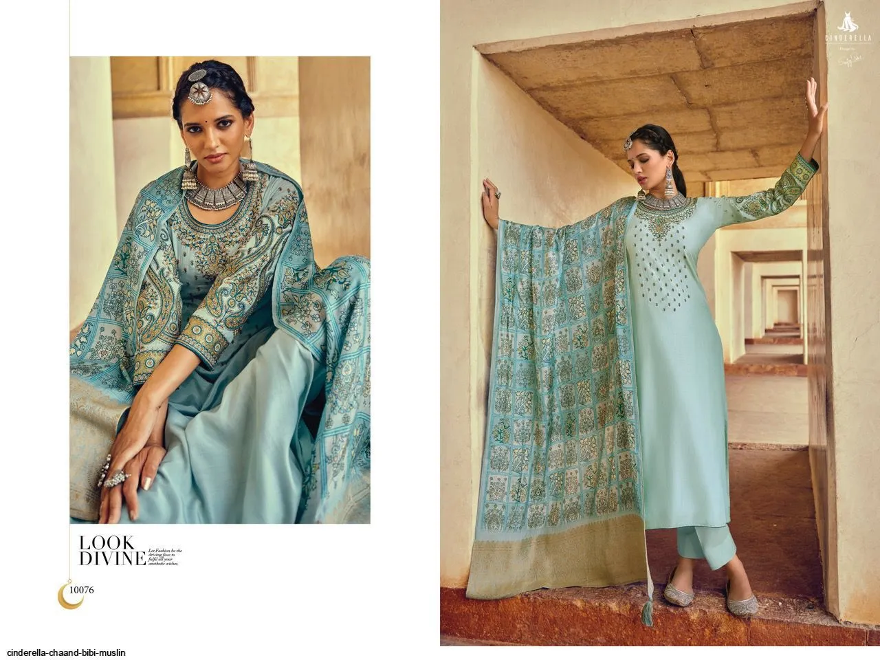 CINDERELLA CHAND BIBI MUSLIN WITH EMBROIDERY DESIGNER FANCY SUITS