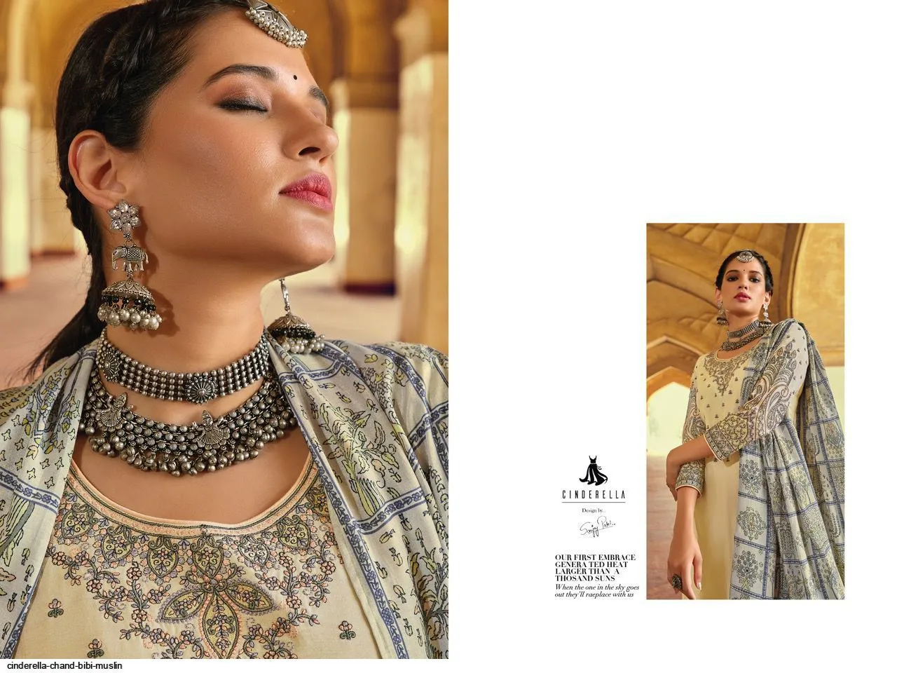 CINDERELLA CHAND BIBI MUSLIN WITH EMBROIDERY DESIGNER FANCY SUITS
