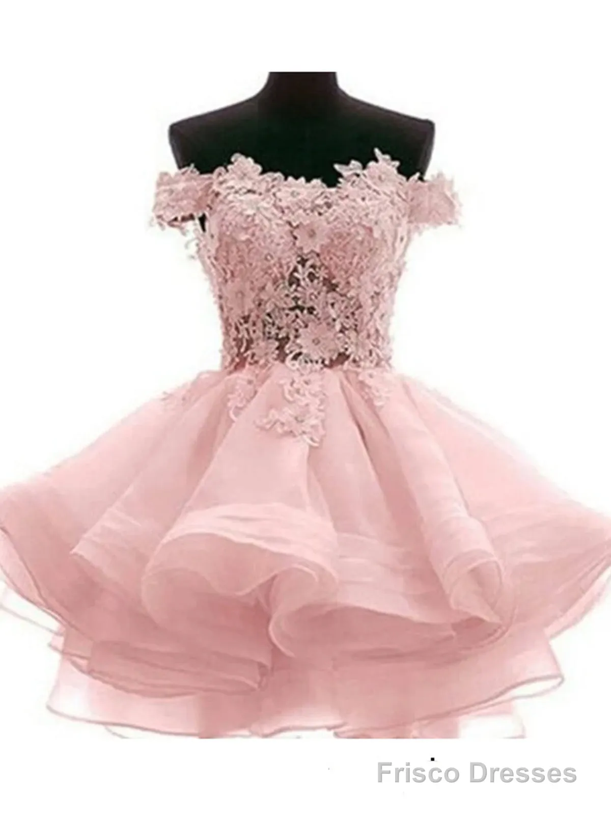 Custom Made Off Shoulder Pink Lace Short Prom Dresses, Pink Lace Bridesmaid Dresses, Homecoming Dresses