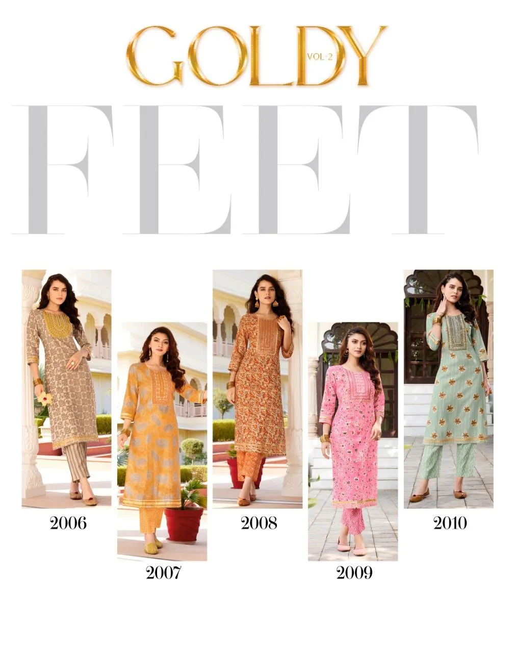 DIYA GOLDY VOL-2 CHANDERI FOIL PRINT SUIT