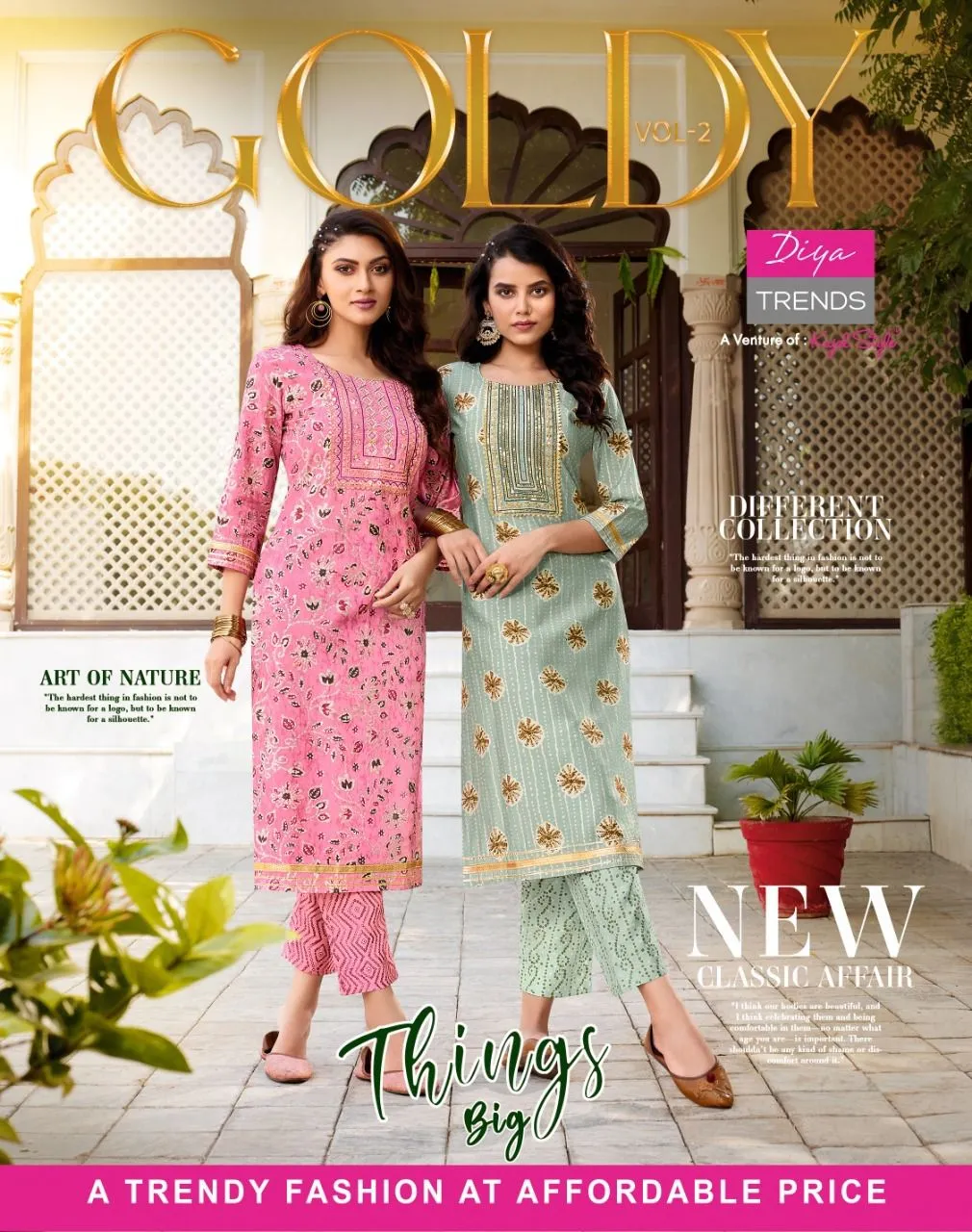 DIYA GOLDY VOL-2 CHANDERI FOIL PRINT SUIT