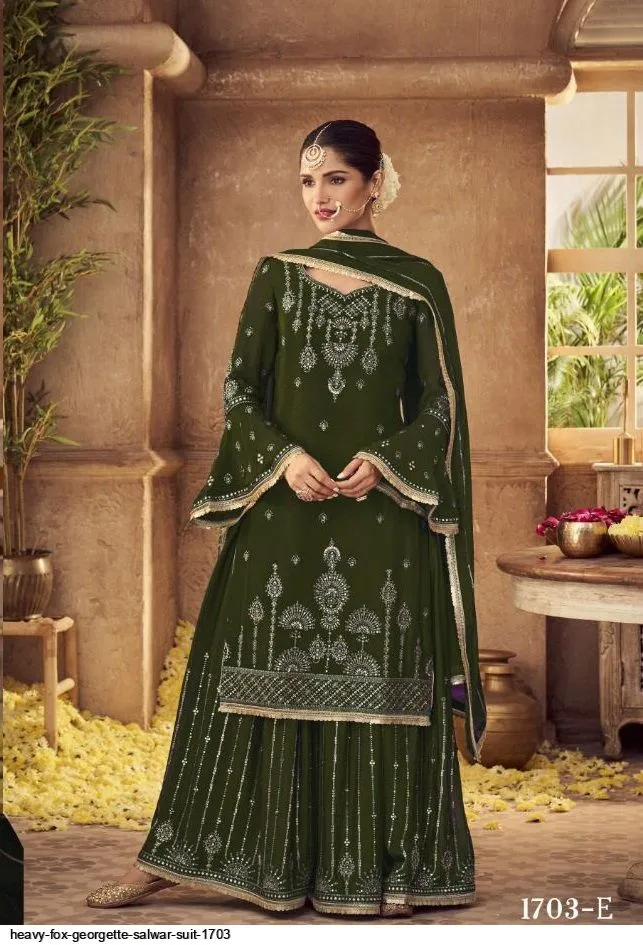 D.NO- 1703 HEAVY FOX GEORGETTE PLAZZO SUIT