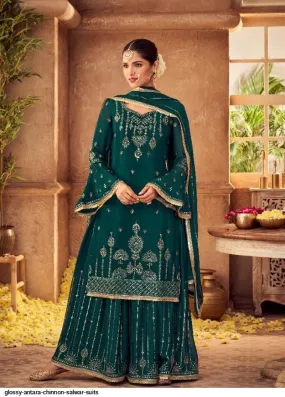 D.NO- 1703 HEAVY FOX GEORGETTE PLAZZO SUIT