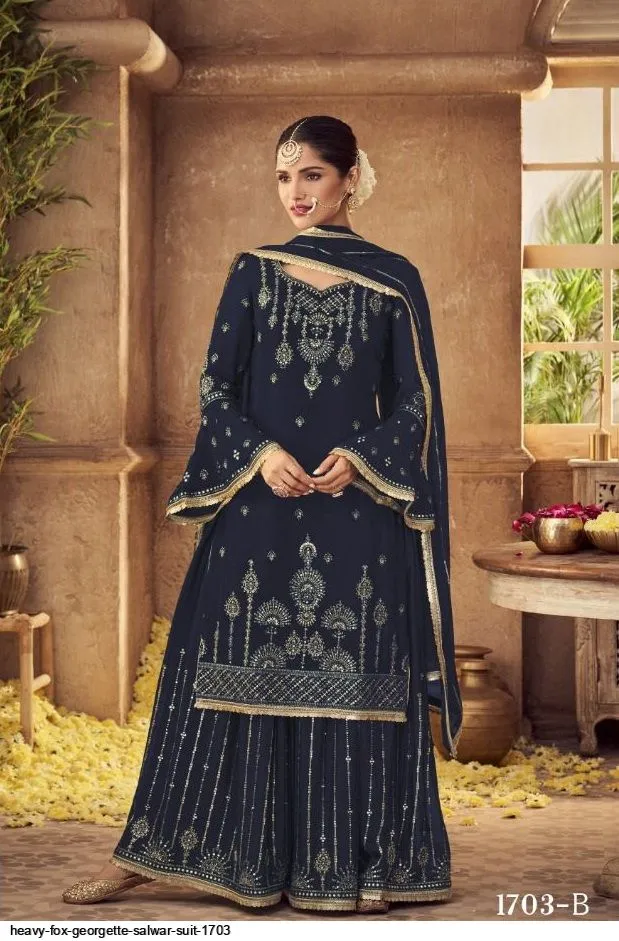 D.NO- 1703 HEAVY FOX GEORGETTE PLAZZO SUIT