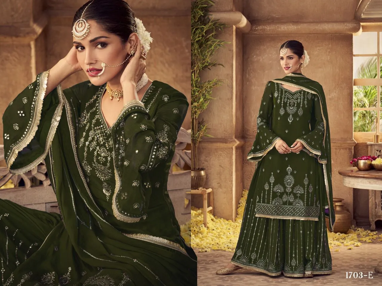 D.NO- 1703 HEAVY FOX GEORGETTE PLAZZO SUIT