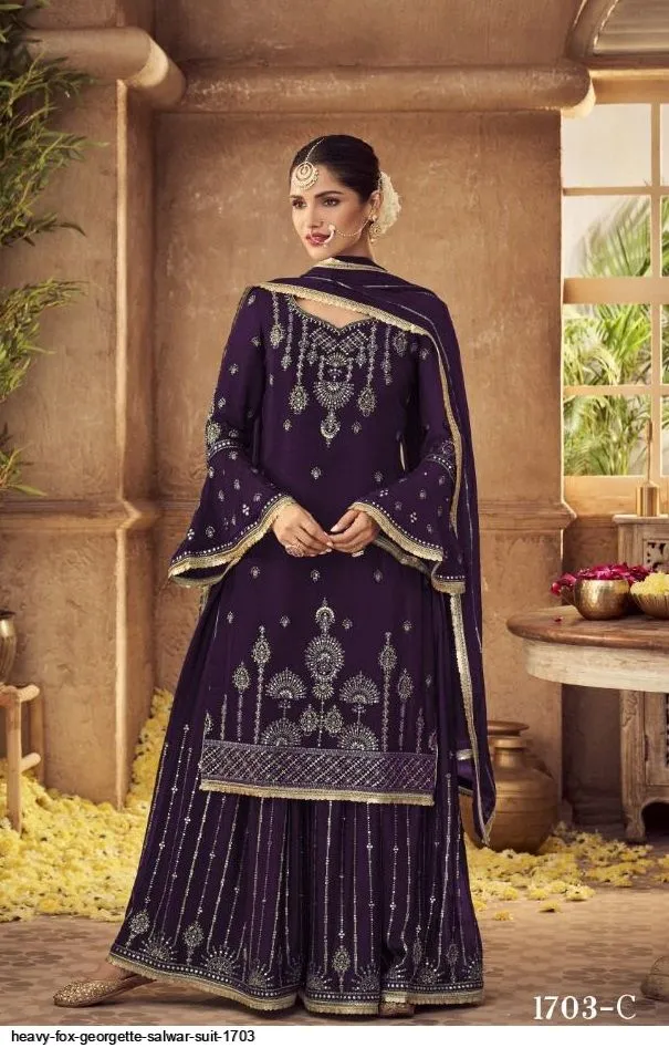 D.NO- 1703 HEAVY FOX GEORGETTE PLAZZO SUIT