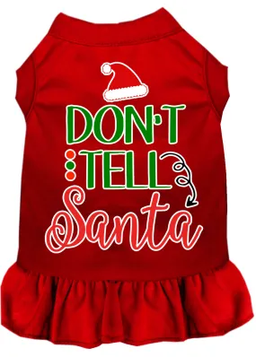 Don't Tell Santa Screen Print Dog Dress Red Xs
