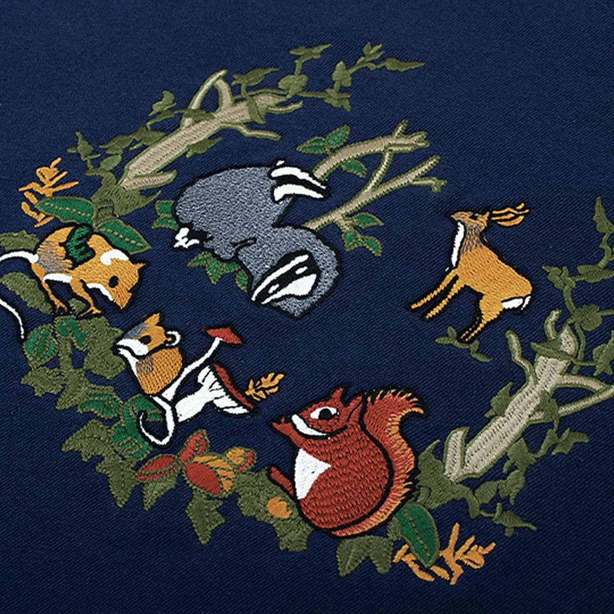 Forest Friends Embroidery Blue Sweatshirt