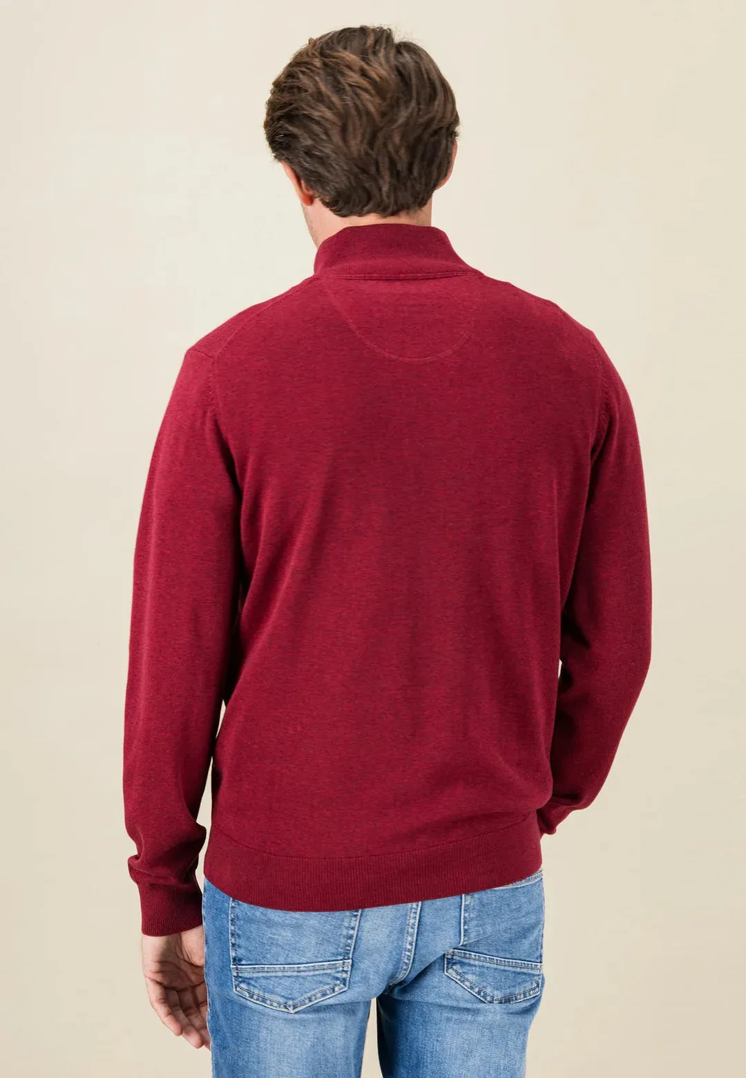 Fynch Hatton Knitwear 1/4Zip Neck Ruby Red