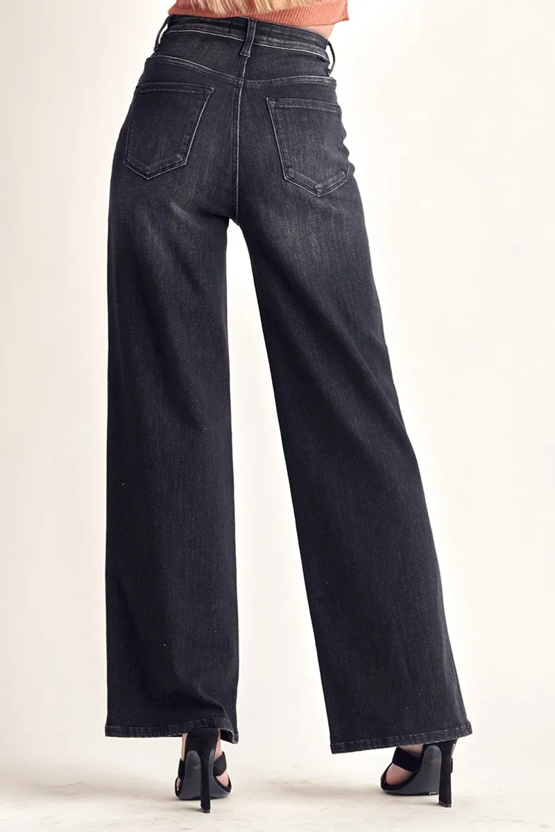High Rise Tummy Control Wide Leg Jeans