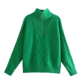 KNIT SWEATER WITH ZIP-UP