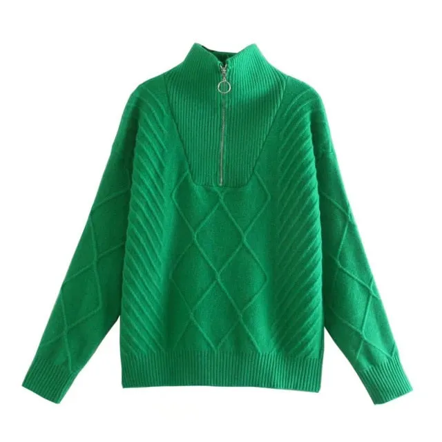 KNIT SWEATER WITH ZIP-UP