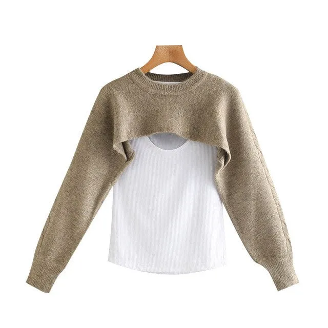 KNITTED ARM WARMERS WITH T-SHIRT