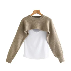 KNITTED ARM WARMERS WITH T-SHIRT