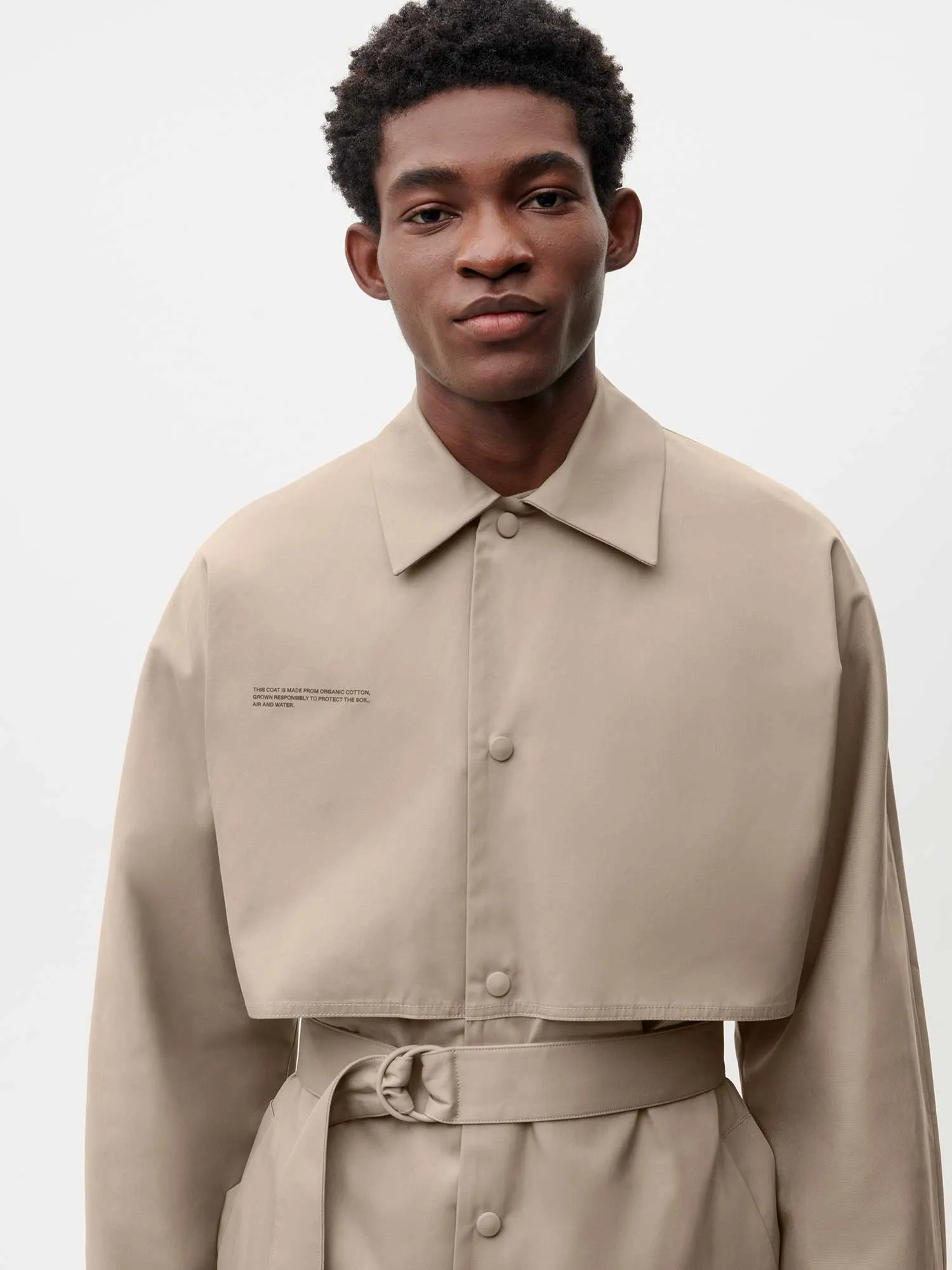 Mens Organic Cotton Trench Coat-taupe
