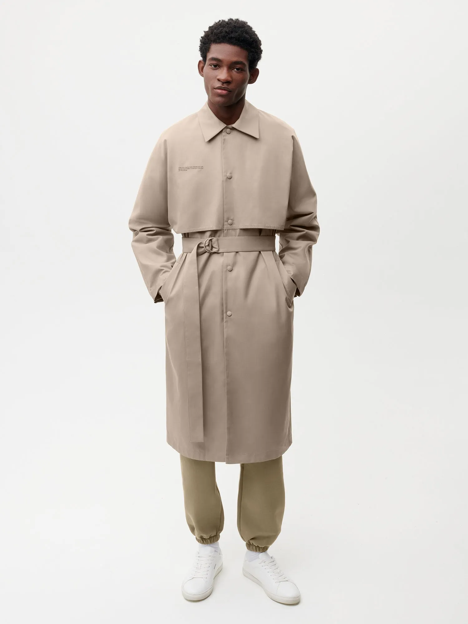 Mens Organic Cotton Trench Coat-taupe